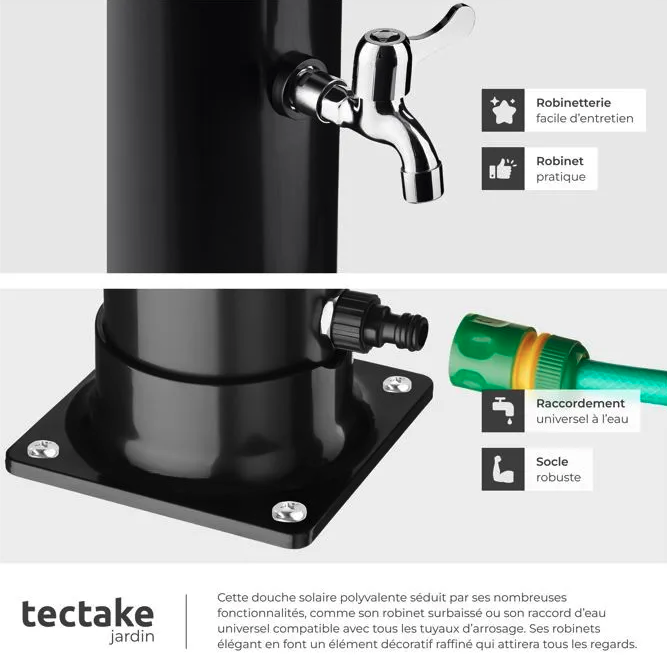Douche Solaire de Jardin TecTake® – Mitigeur Eau Chaude/Eau Froide
