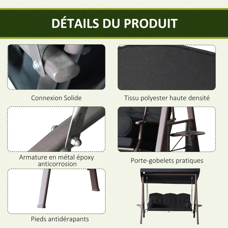 Balancelle de Jardin 3 Places Grand Confort Outsunny®