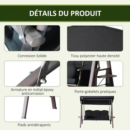 Balancelle de Jardin 3 Places Grand Confort Outsunny®